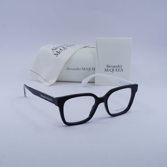 Alexander McQueen AM0358O 003 Square Eyeglasses 52mm - White/Black - Picture 1 of 10